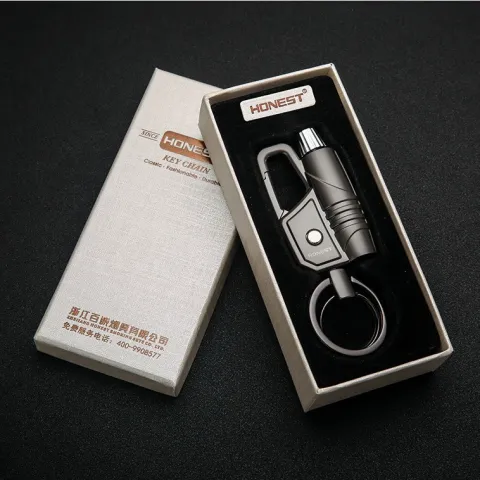 Honest BCK2-572 бензиновая зажигалка - спичка с карабином, фонариком и кольцом для ключей