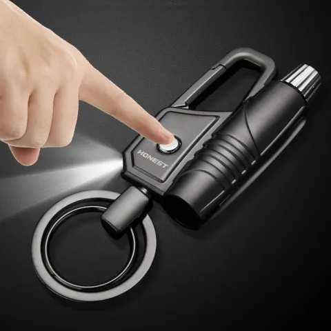 Honest BCK2-572 бензиновая зажигалка - спичка с карабином, фонариком и кольцом для ключей